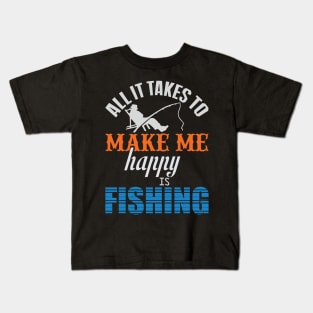 Fishing Makes Me Happy Kids T-Shirt